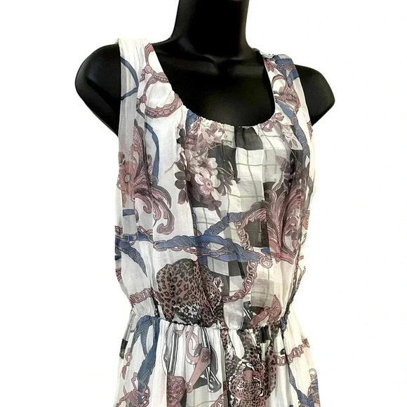 Bellambra Italian Silk Blend Floral Leopard Womens Sleeveless Maxi Dress large - Picture 8 of 8